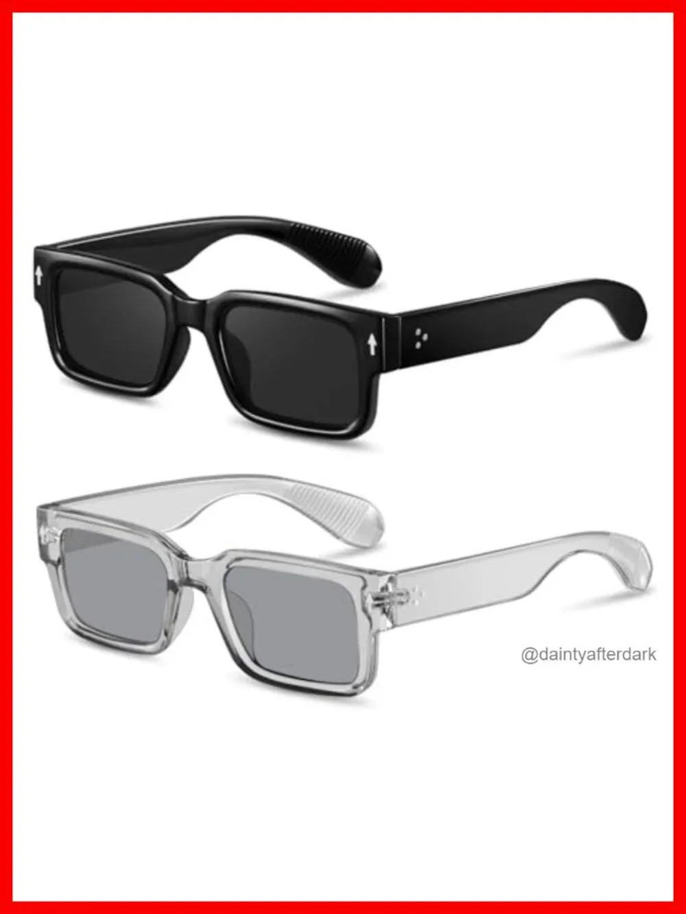 Trendy Chunky Rectangle Sunglasses UV400 Protection